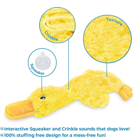 Crinkly and Squeaky Yellow Duck Dog Toy